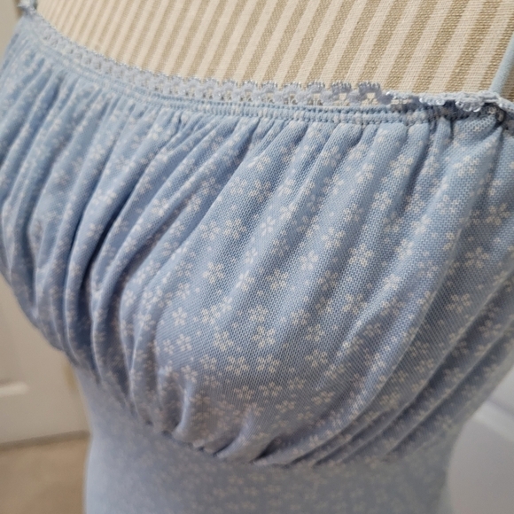 Bodycon Mini Dress | blue | floral | medium | Y2k Retro | Mesh Lace - Picture 7 of 15